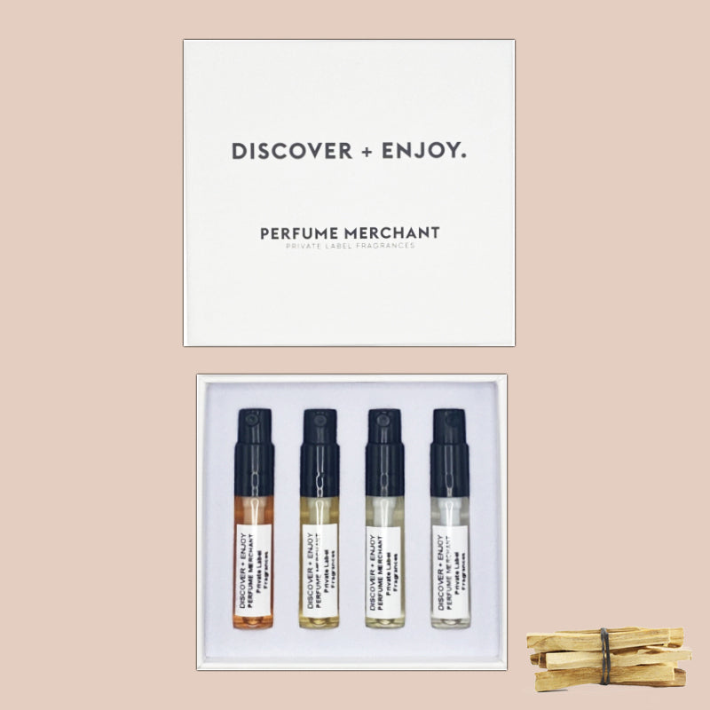 WOODY - DISCOVER + ENJOY | Sample box from the woody fragrance family by Perfume Merchant